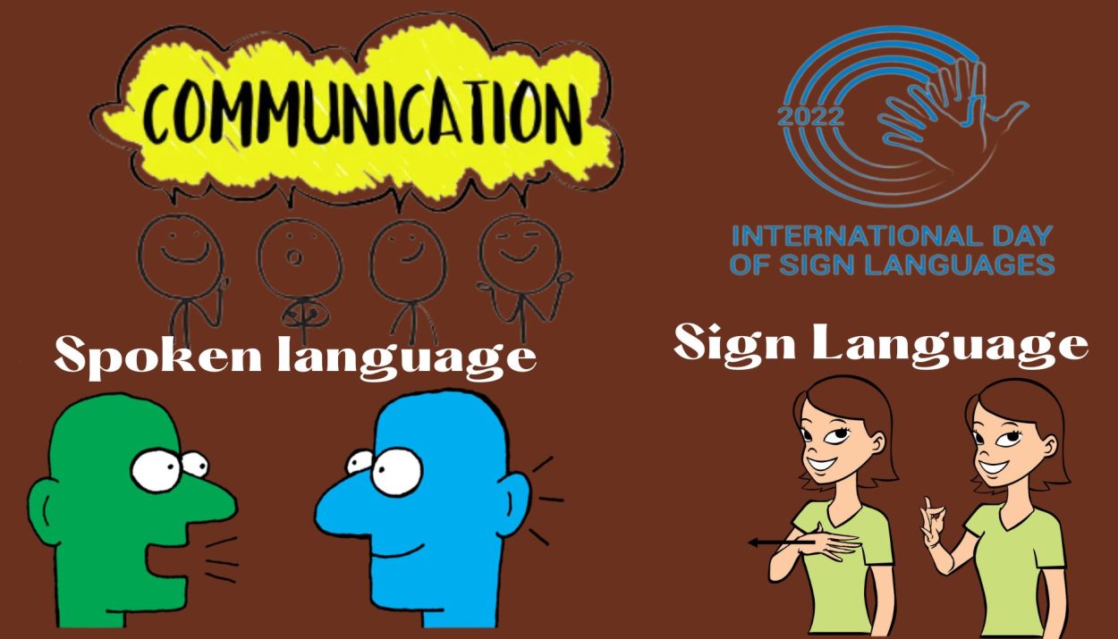 Communication through spoken and sign language